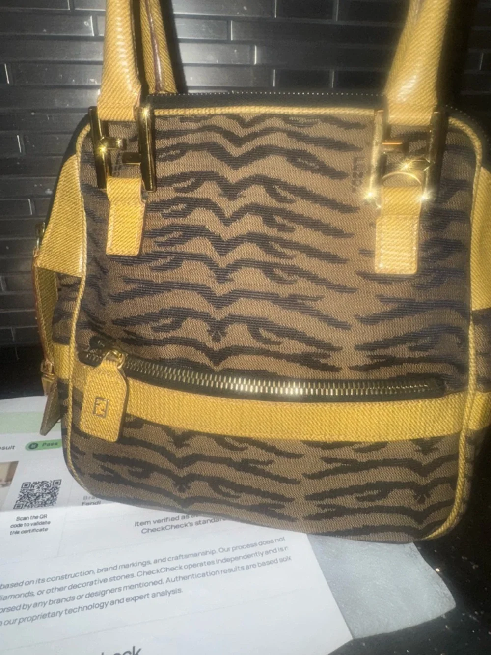 Fendi (RARE) Zebra Print Brown Shoulder Bag - Picture 2 of 13